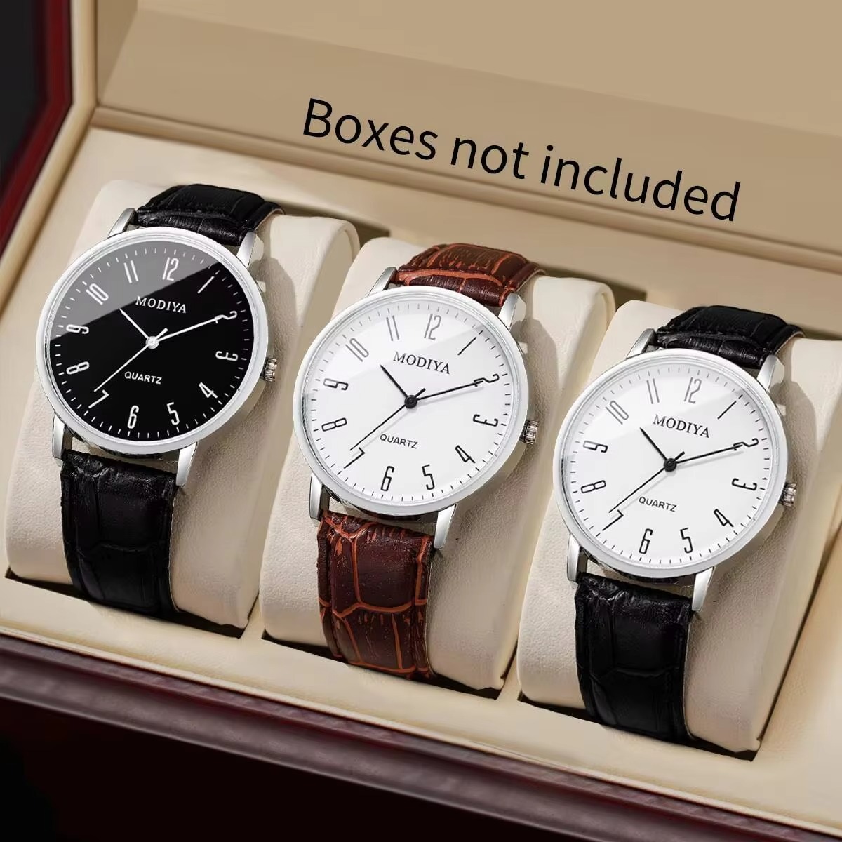 3PCS/Set Fashio Arabic Dial Men Business Watches Casual Leather Strap Quartz Wristwatches Reloj Hombre(Without Box)