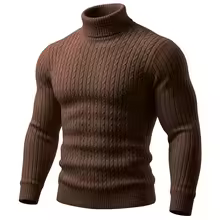 Men's Cable Knit Turtleneck Pullover Sweater Warm Soft Thermal Jumper Winter Fit Long Sleeve Sweaters for Cold Weather Knitwear